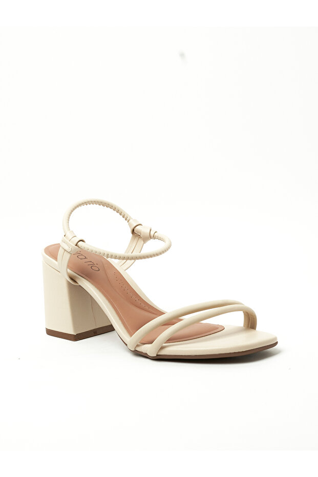 Ladies Mid Heel Sandals Cream | Made In Brazil