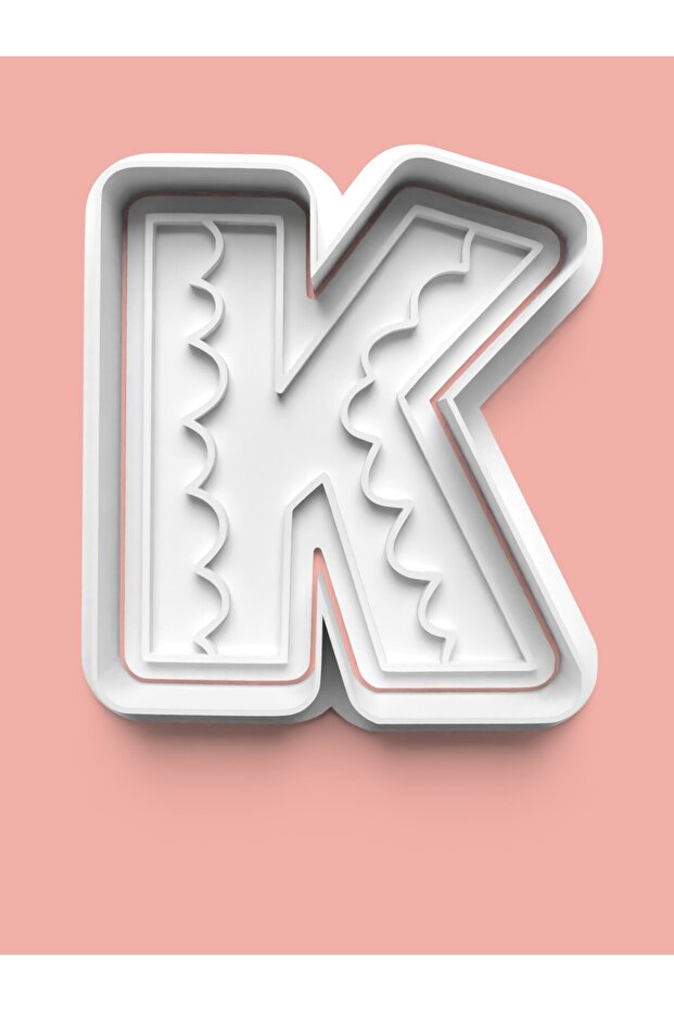 Patterned Letter K Cookie Mold and Fondant Mold