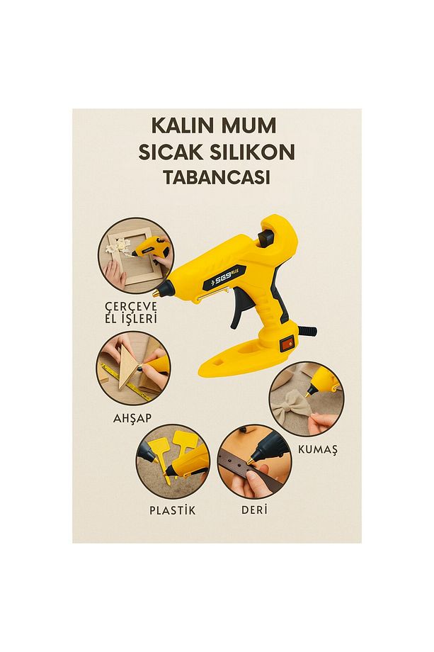 SGS PLUS Kalın Silikon Tabancası, 5291, Elektrikli Mühür Mumu Eritme Aracı, 60W - 3