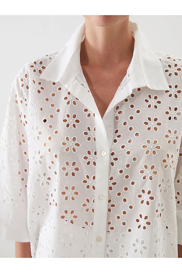 LCW Vision Ajurlu Oversize Kadın Gömlek - 3