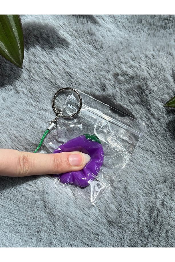 Mini Patlıcan Taba Squishy Sukuşi Yapışkan Anahtarlık - 2