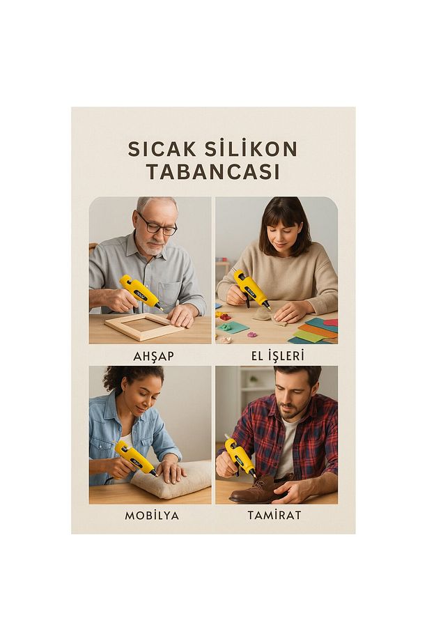 SGS PLUS Kalın Silikon Tabancası, 5291, Elektrikli Mühür Mumu Eritme Aracı, 60W - 6