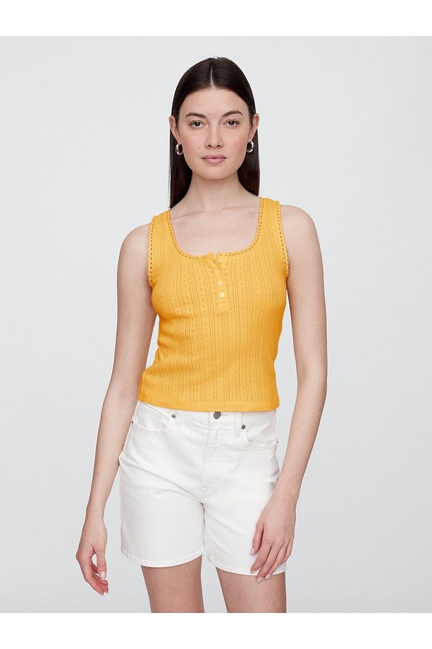 Kadın Sarı Eyelet Atlet - 1