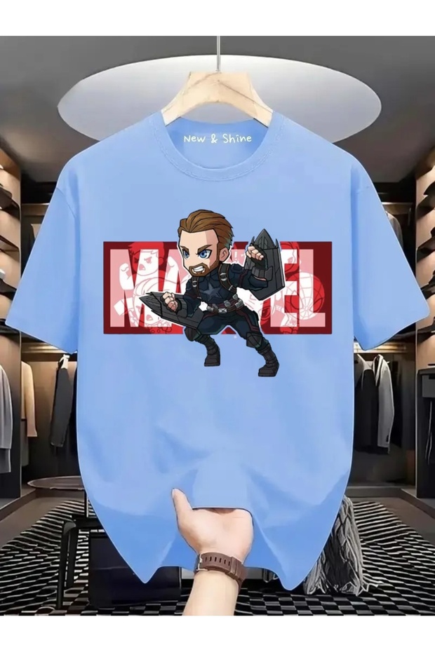 Superhero Captain America Printed Oversize T-Shirt