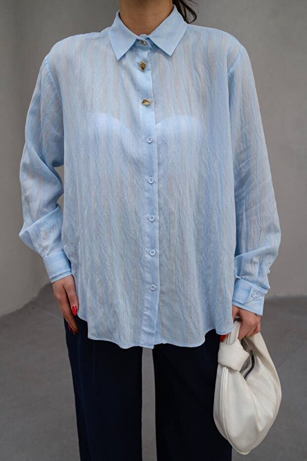 Gold Button Shirt-Blue - L