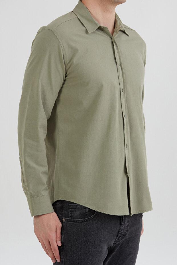 Basic Çıtçıtlı Gabardin Gömlek - 5