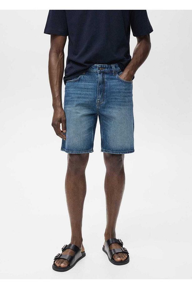 Regular fit jean bermuda şort - 1