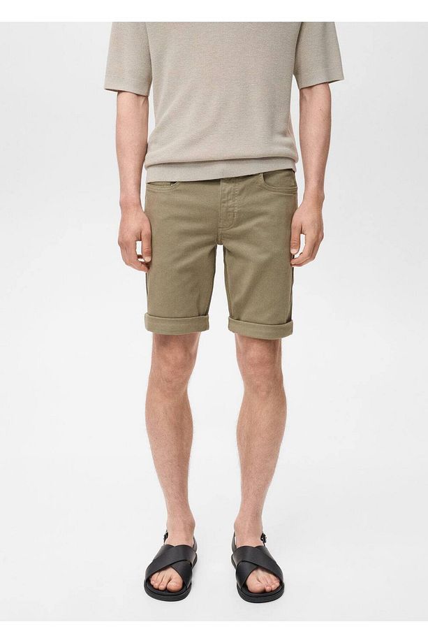 Slim fit kot bermuda şort - 5