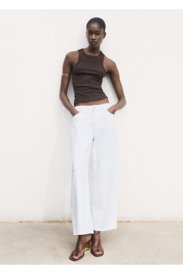 Lastik örgü pamuklu bluz - 2