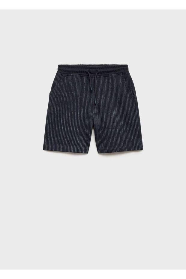 Desenli pamuklu bermuda şort - 1