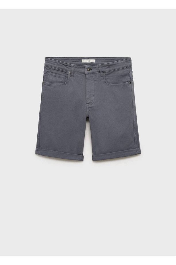 Slim fit kot bermuda şort - 3