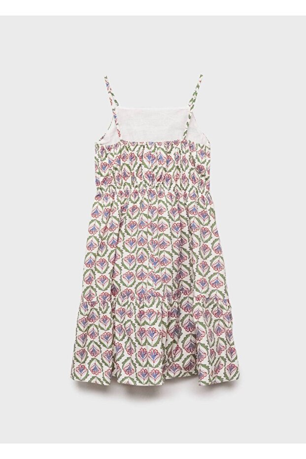 Desenli midi elbise - 2