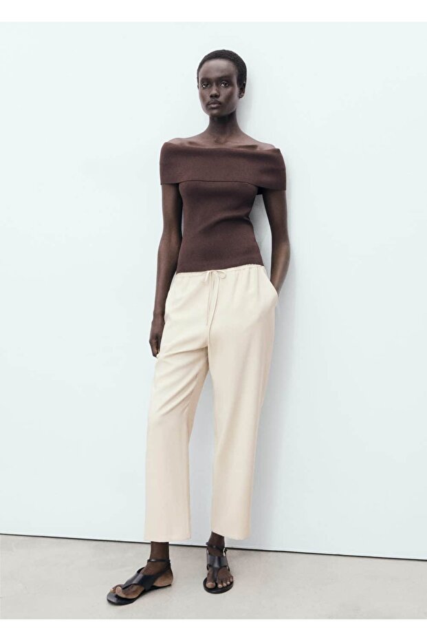 Bağcıklı dökümlü pantolon - 2