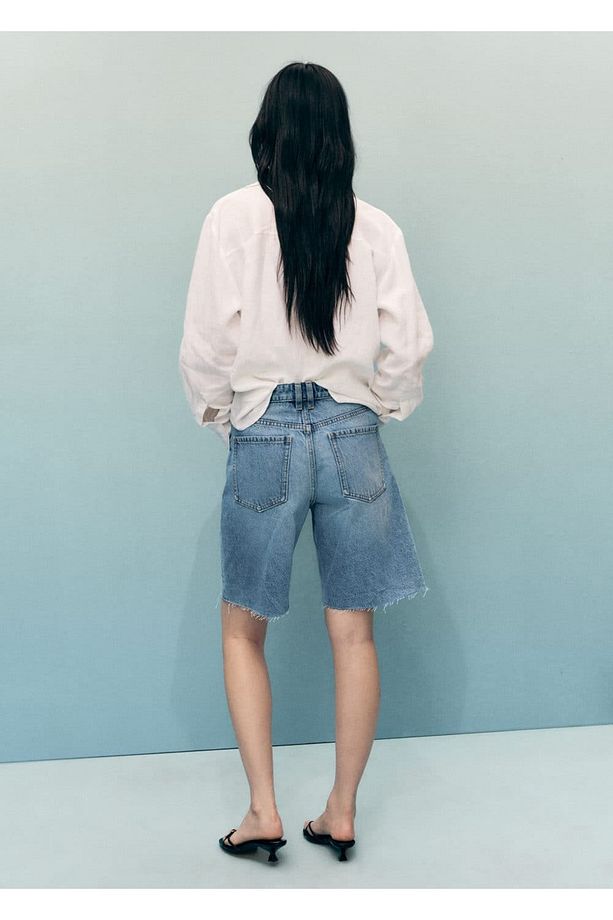 Dikişşsiz denim şort - 4