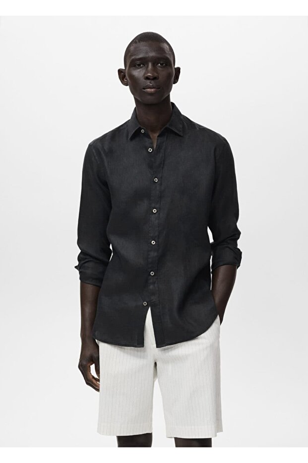 %100 keten gömlek - 1