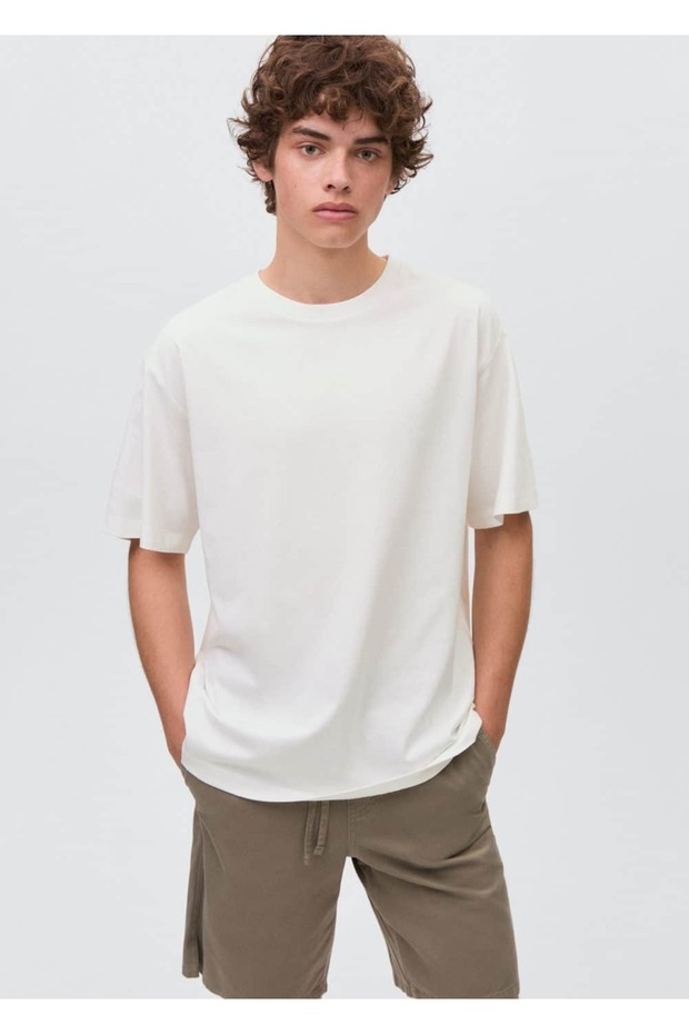 Kıvrık kollu tişört - 1