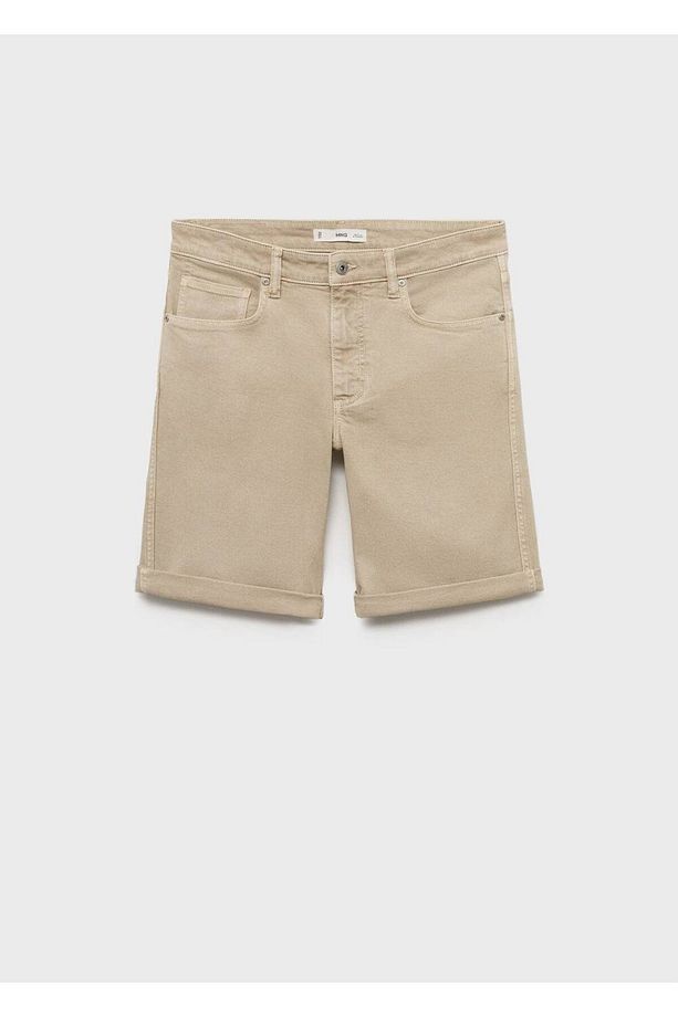 Slim fit kot bermuda şort - 3