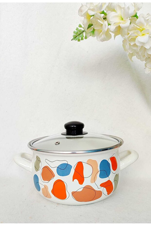 Dalmatian Enamel Pot Small Size 2 Liter 18 cm Milk Yogurt Soup Stew Pot