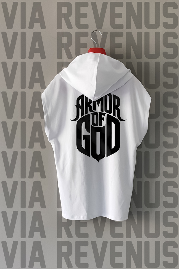 Armor of God Front and Back Printed Zero Sleeve Hooded 100% Cotton Sports Tshirt