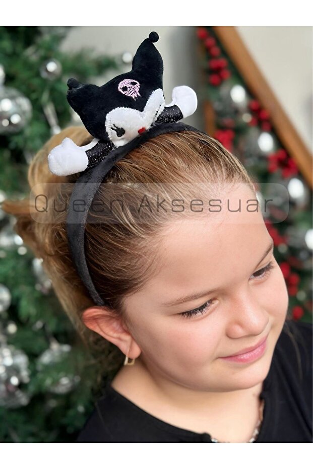 Kuromi Figure Plush Toy Children's Crown Cute 3D Dimensional Design Crown Black