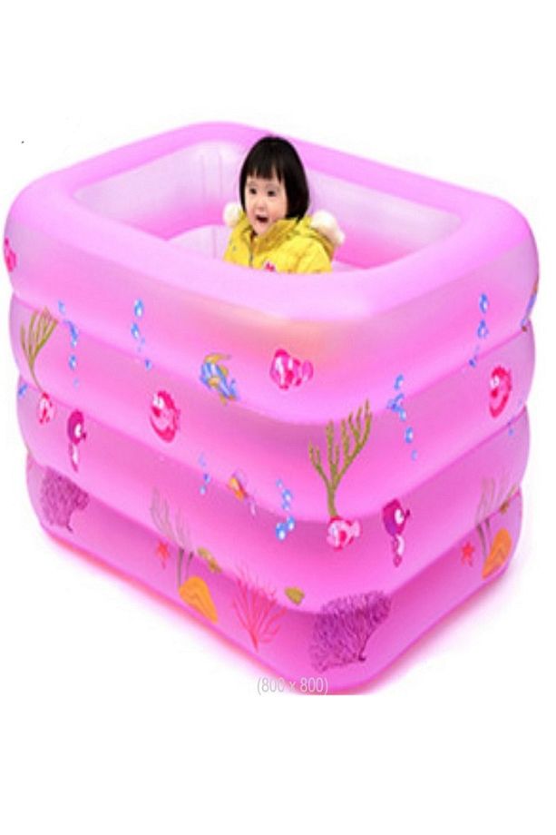 Bebek havuzu yüzme havuzu oyun havuzu top havuzu pembe 120x90x70 boyun simidi ile - 1