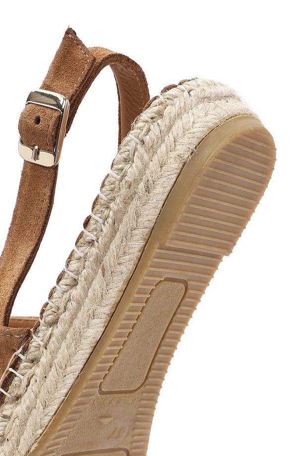 Kadın Taba Arkadan Bağlamalı Süet Deri Espadril 25SFD152810 - 8