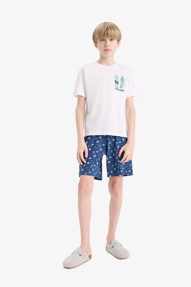 Erkek Çocuk Pijama Takımı Baskılı Kısa Kollu Üst Desenli Şort E2693a825hs - 1