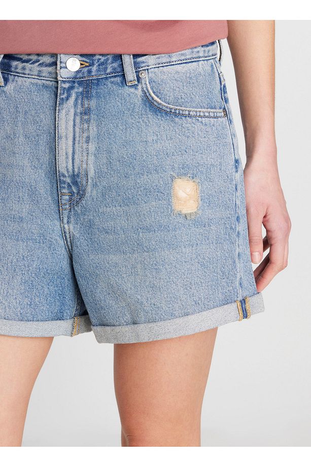 Normal Bel Regular Fit Mavi Kadın Şort W2510772400-Kısa Denim Şort - 4