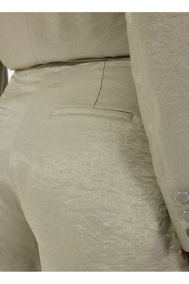 Yüksek Bel Relaxed Haki Kadın Şort CAMILLE TAILOR PLEAT - VISCOSE NYLO - 5