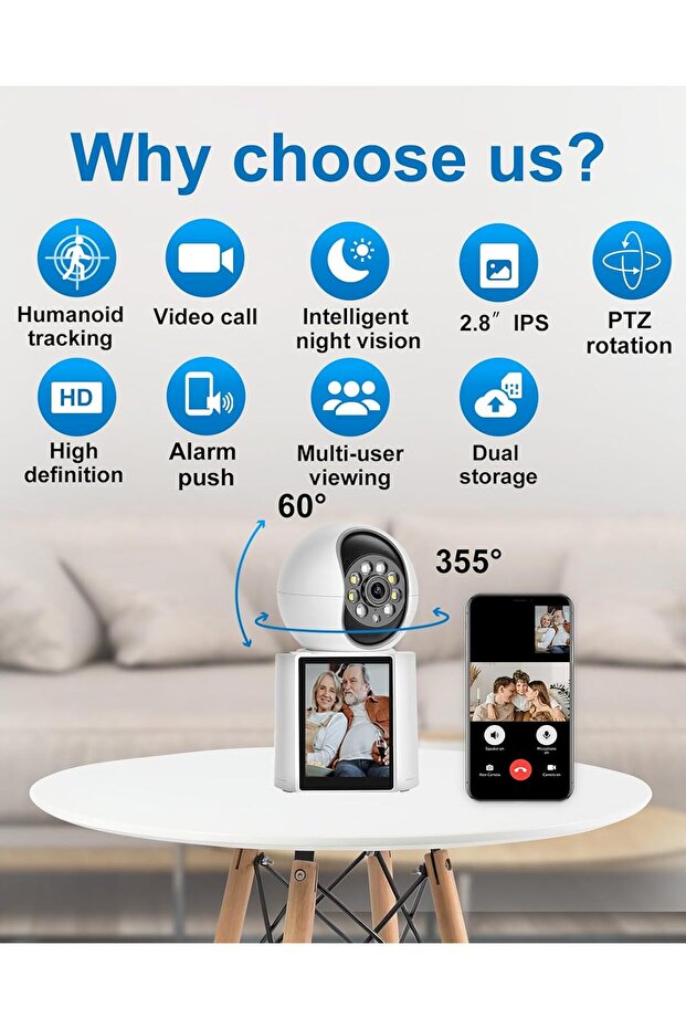 كاميرا داخلية بدقة 2K تدعم مكالمات الفيديو ثنائية الاتجاه - 2