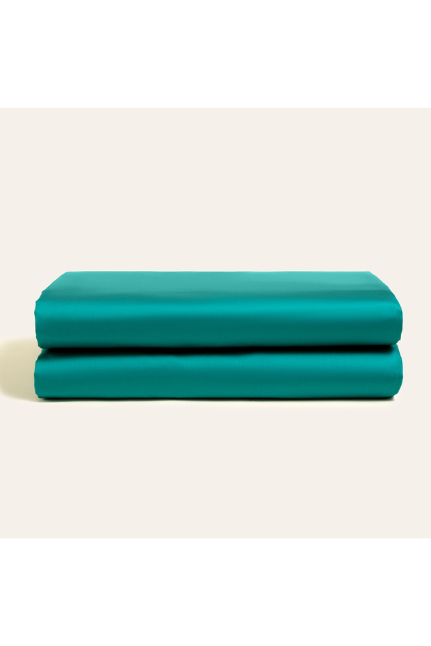 Solid Dark Green Double Cotton Satin Fitted Sheet
