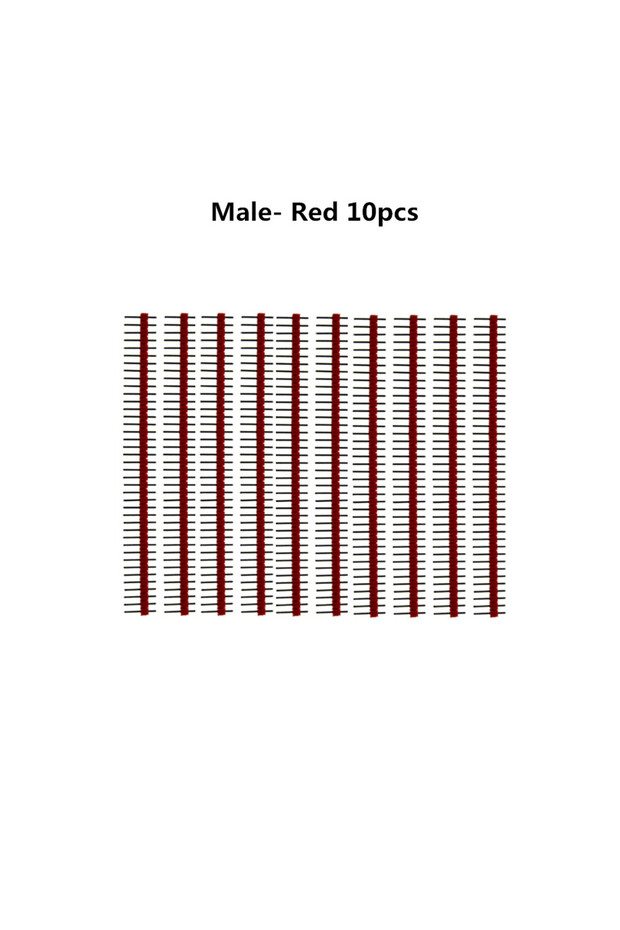 Male Red 10pcs 40 Pin 1x40 Single Row Male and Female 2.54 Breakable Pin Header PCB JST Connector St