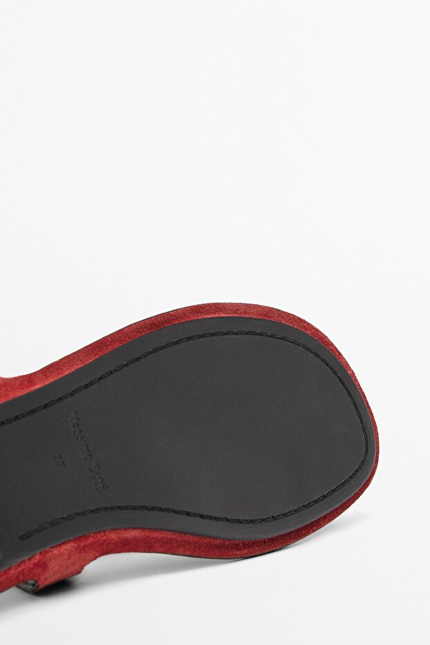 Kalın süet düz sandalet - 6