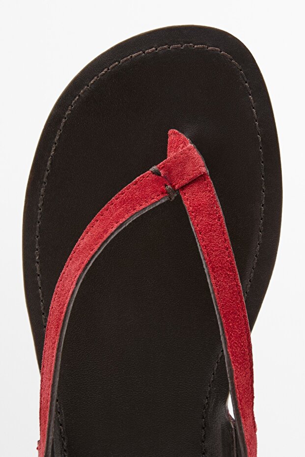 Kalın süet düz sandalet - 5