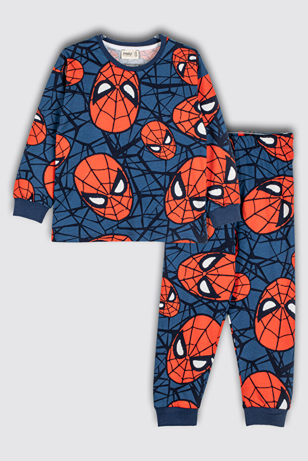 Super Hero Patterned 100% Cotton Boys Pajamas Set