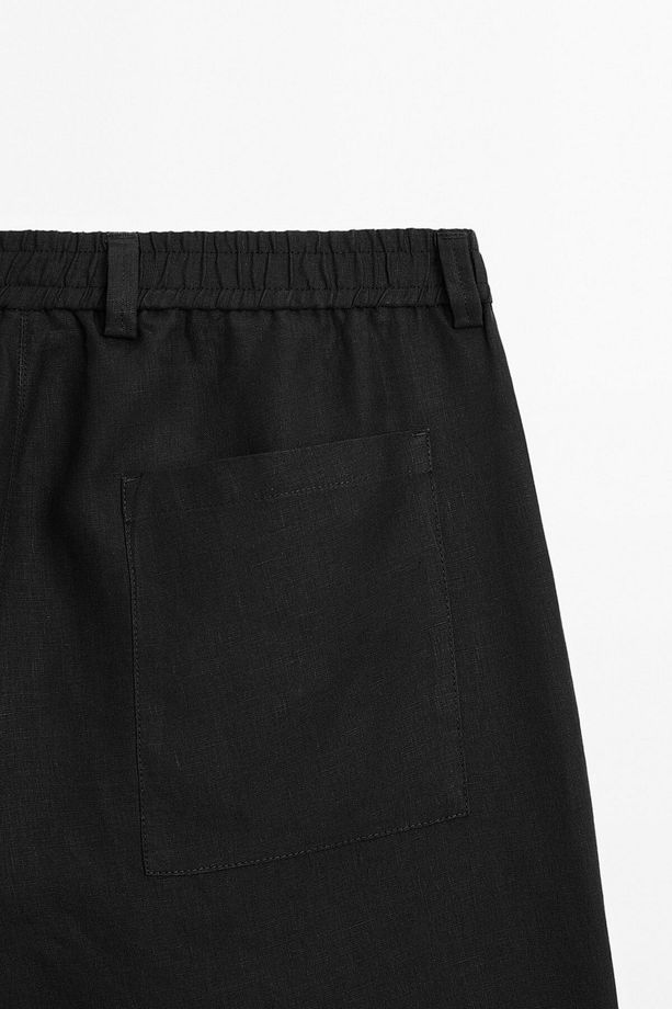 Hafif %100 keten bermuda şort - 7