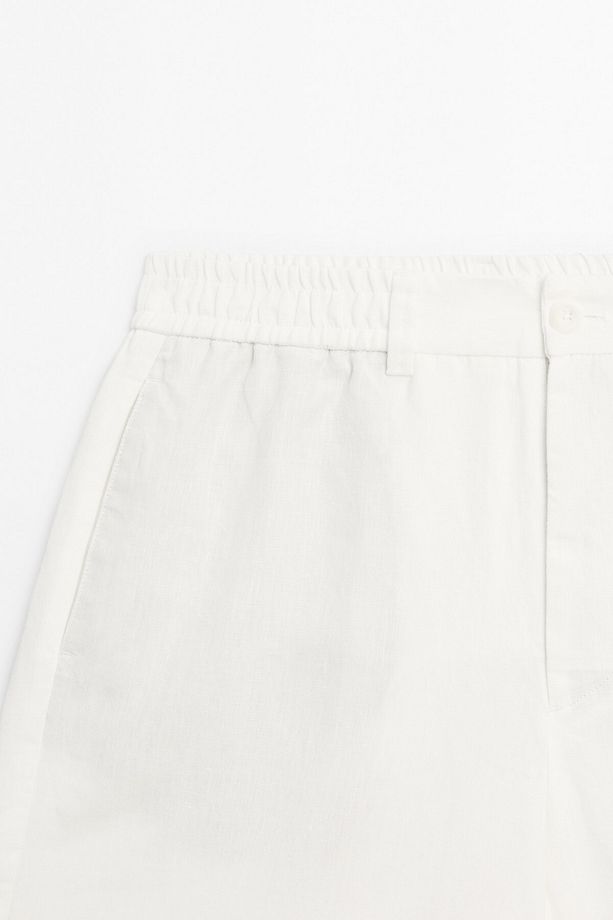 Hafif %100 keten bermuda şort - 6