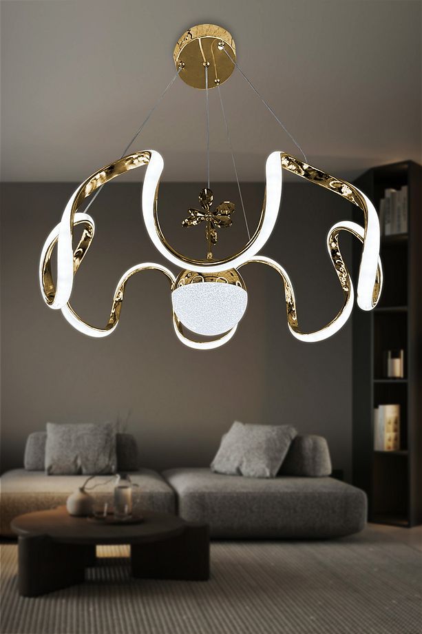 Arya Tek Toplu Led Avize 3 mt Kumandasız Gold - 2