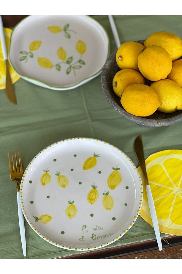 2 Adet El Yapımı Limon1 Temalı Sunum Tabağı - 3