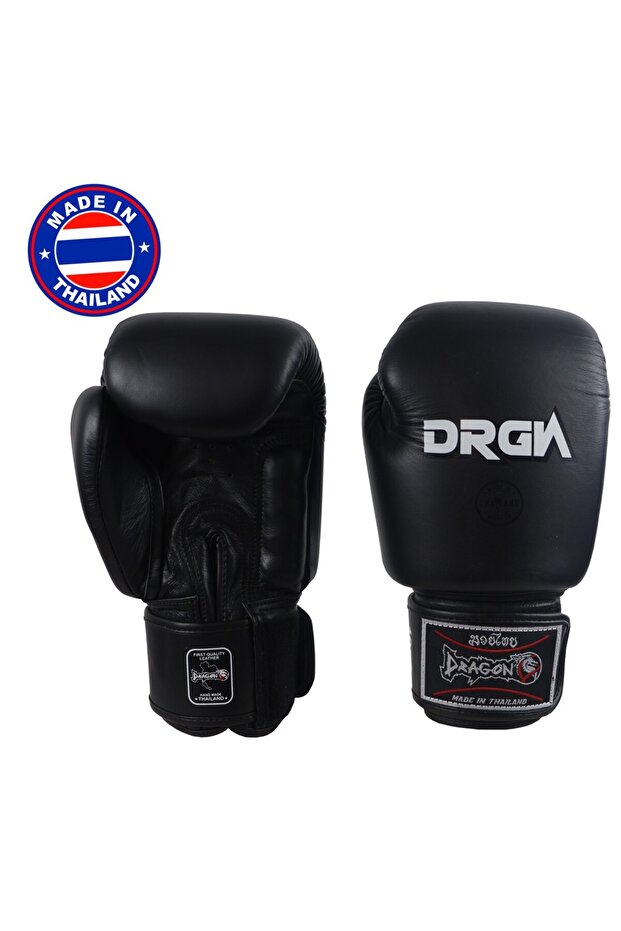 Drgn-G3 Genuine Leather Boxing Gloves Black Muay Thai Gloves
