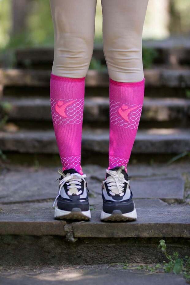 Long compression knee socks Pink - 4