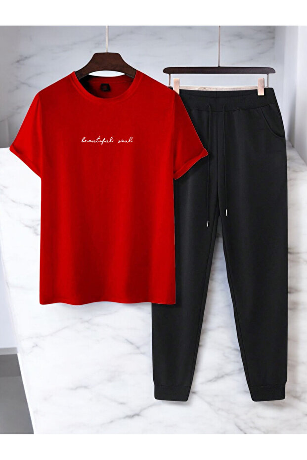 Unisex Beatiful Soul Design Printed Tshirt Tracksuit Set