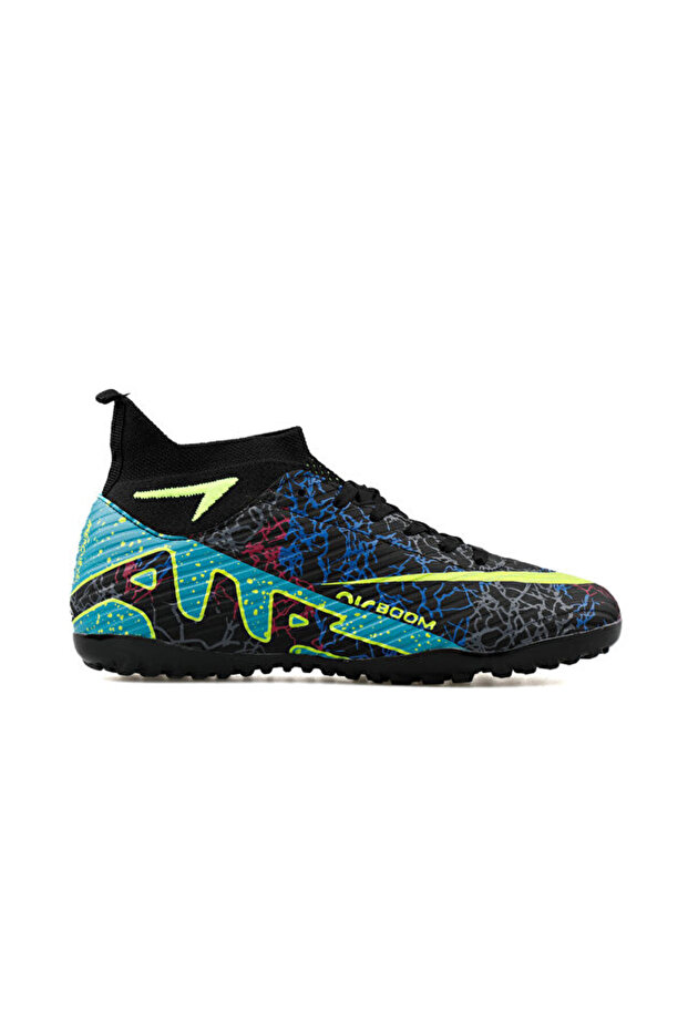 Laliga Young Astroturf Field Shoes Ghs-Black-Yellow-Patterned Black
