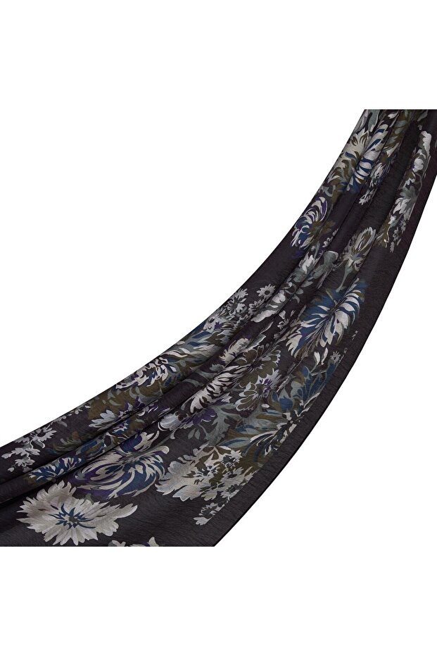Chrysanthemum Patterned Tensel Shawl 02144-Brown Beige