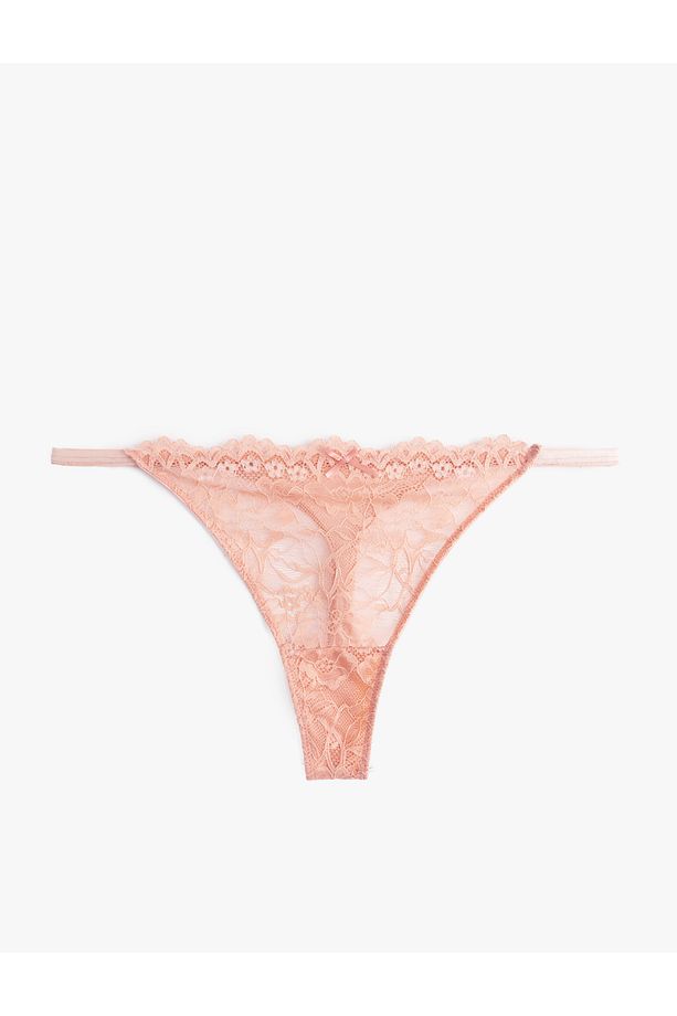 Yanları İpli Transparan Dantelli String Külot - 4