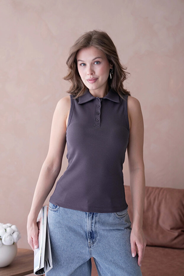 Polo Yaka Kolsuz Basic T-Shirt - 2