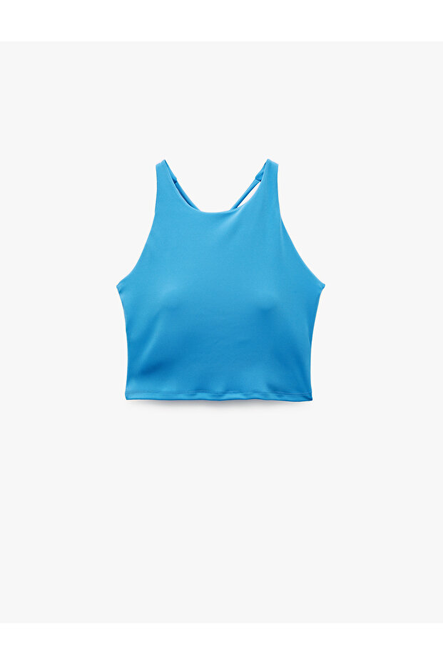 U-Neck Sports Bra with Sleeveless Back Detail