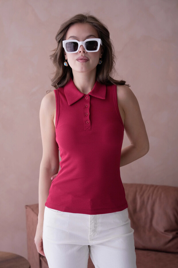 Polo Yaka Kolsuz Basic T-Shirt - 4