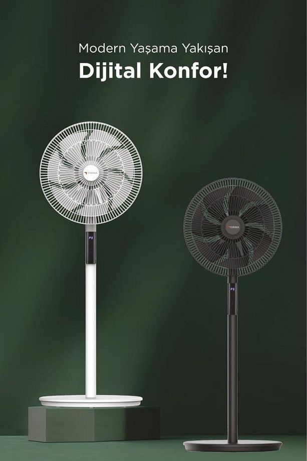 SF-02 Siyah Ayaklı 16'' İnc 60W 3 Kademe 7 Pervaneli Kumandalı Diğital Ekranlı Vantilatör Fan - 3