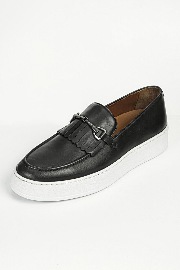 Nox Genuine Leather Handmade Men's Black Loafer Shoes
